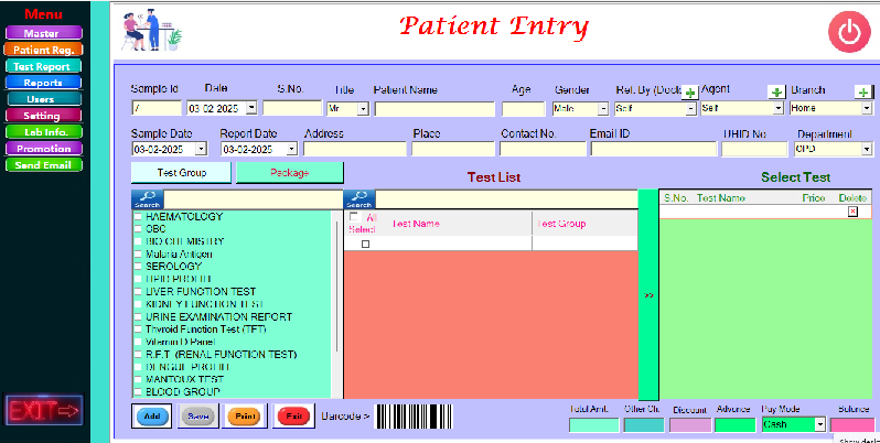 patient entry in smart report 