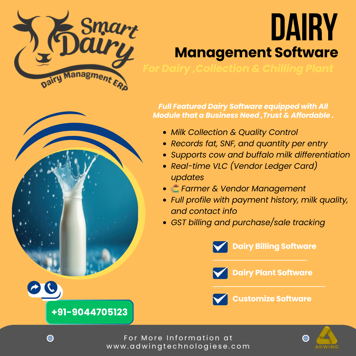 Dairy ERP Software By Adwing Dairy Milk ERp Software