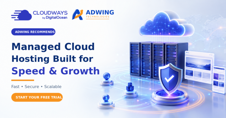 Cloudways managed cloud hosting recommended by Adwing Technologies