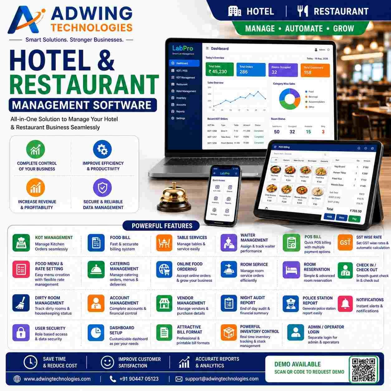 Hotel and Restaurant Management Software by Adwing Technologies