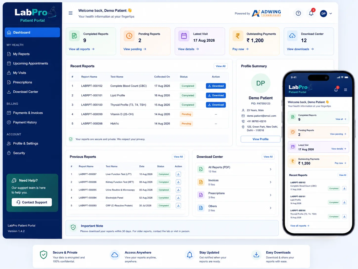 LabPro Patient Portal