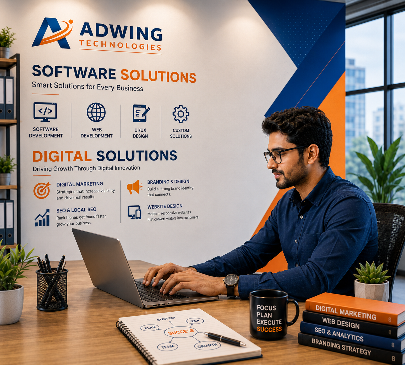 Adwing Technologies software, website development and digital solutions team in Mirzapur