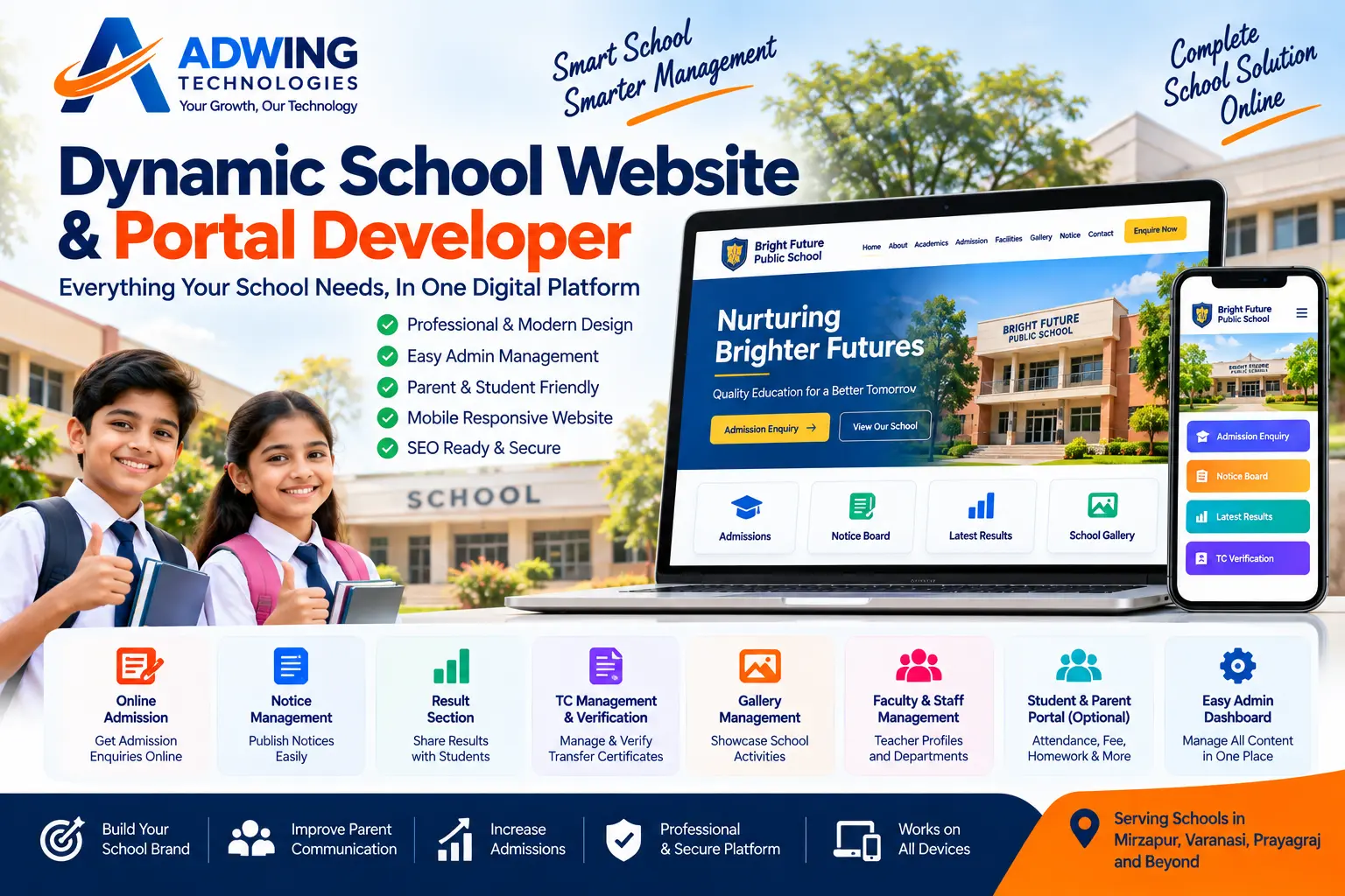 Dynamic School Website Developer – Adwing Technologies