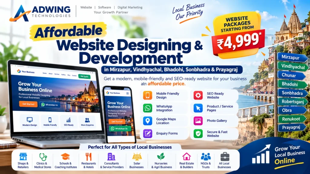 Affordable Website Designing & Development in Mirzapur, Bhadohi, Sonbhadra & Prayagraj